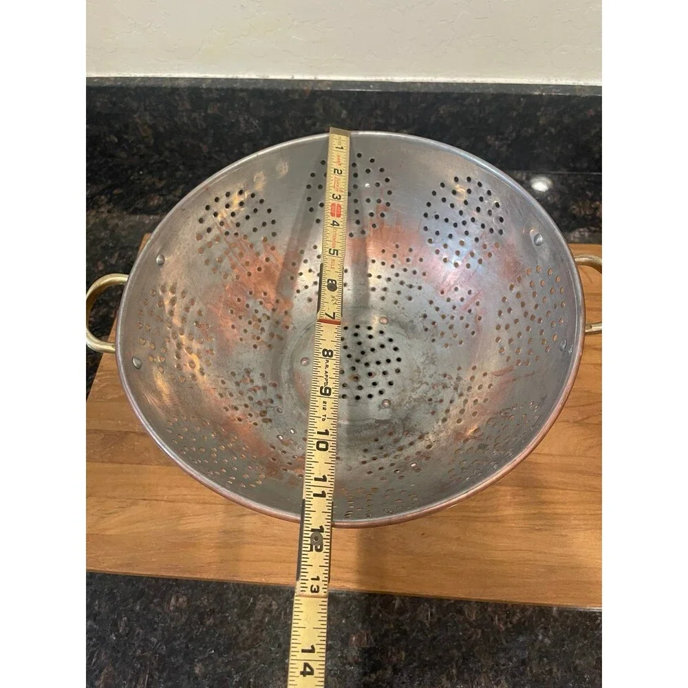 12 inch vintage copper colander